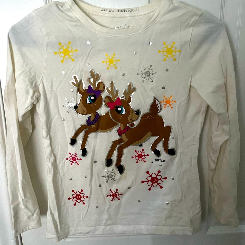 Justice Girls Reindeer Long-sleeve Shirt